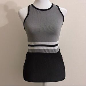 Athleta Renew Black and White Striped Color Block Racerback Tank Size Small